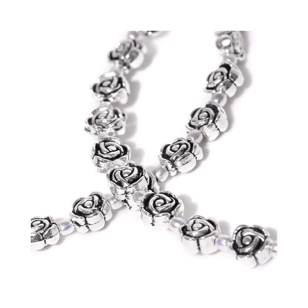 Prita Designer German Oxidized Silver Plated Flower Design Latest Stylish Trendy Adjustable Traditional Payal Anklets