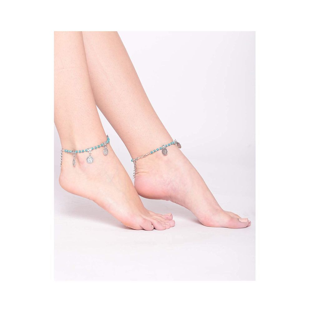 Prita Designer Silver Plated Latest Adjustable Traditional Payal Anklets Pair
