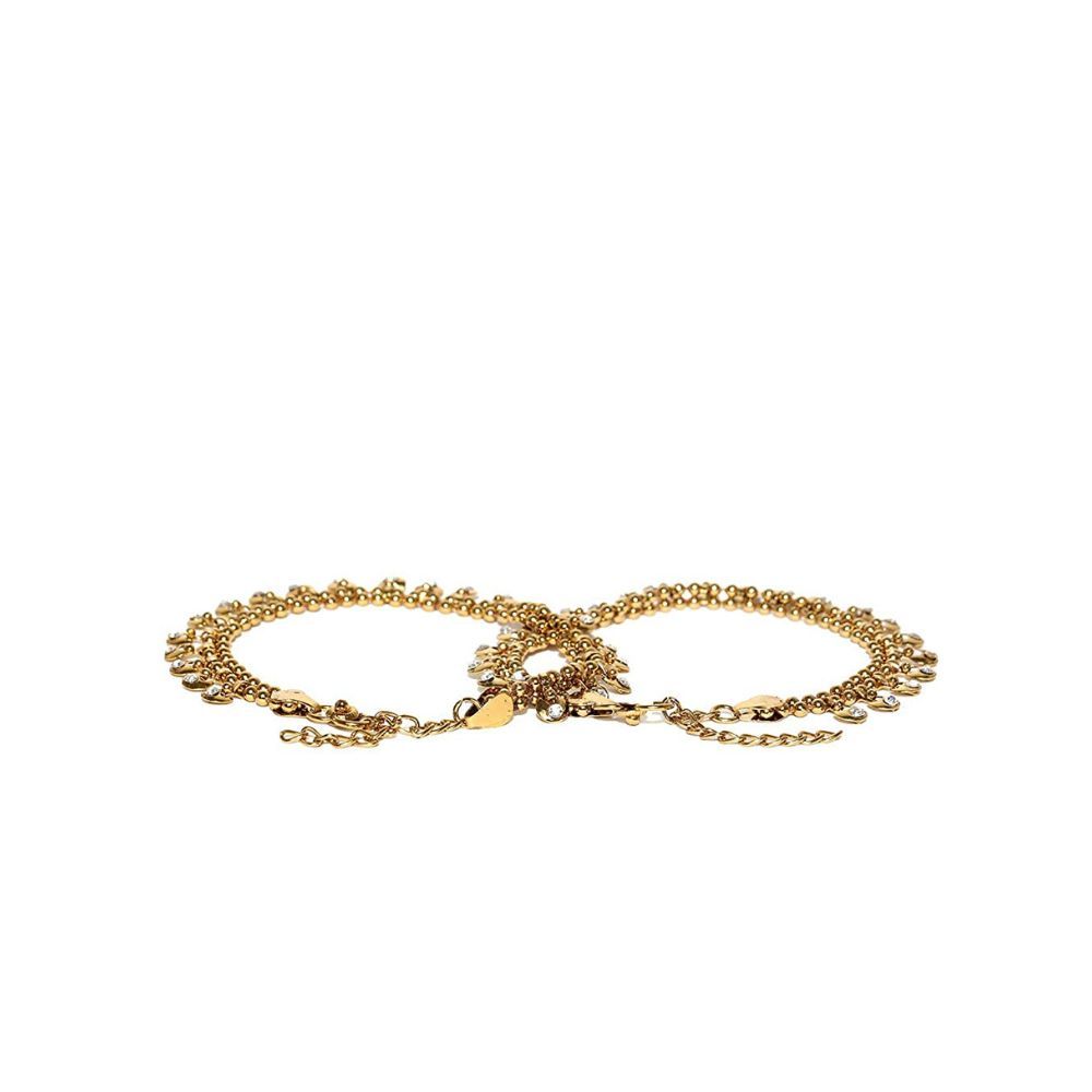 Prita Designer Stone Studded Gold Plated Latest Adjustable Traditional Payal Anklets