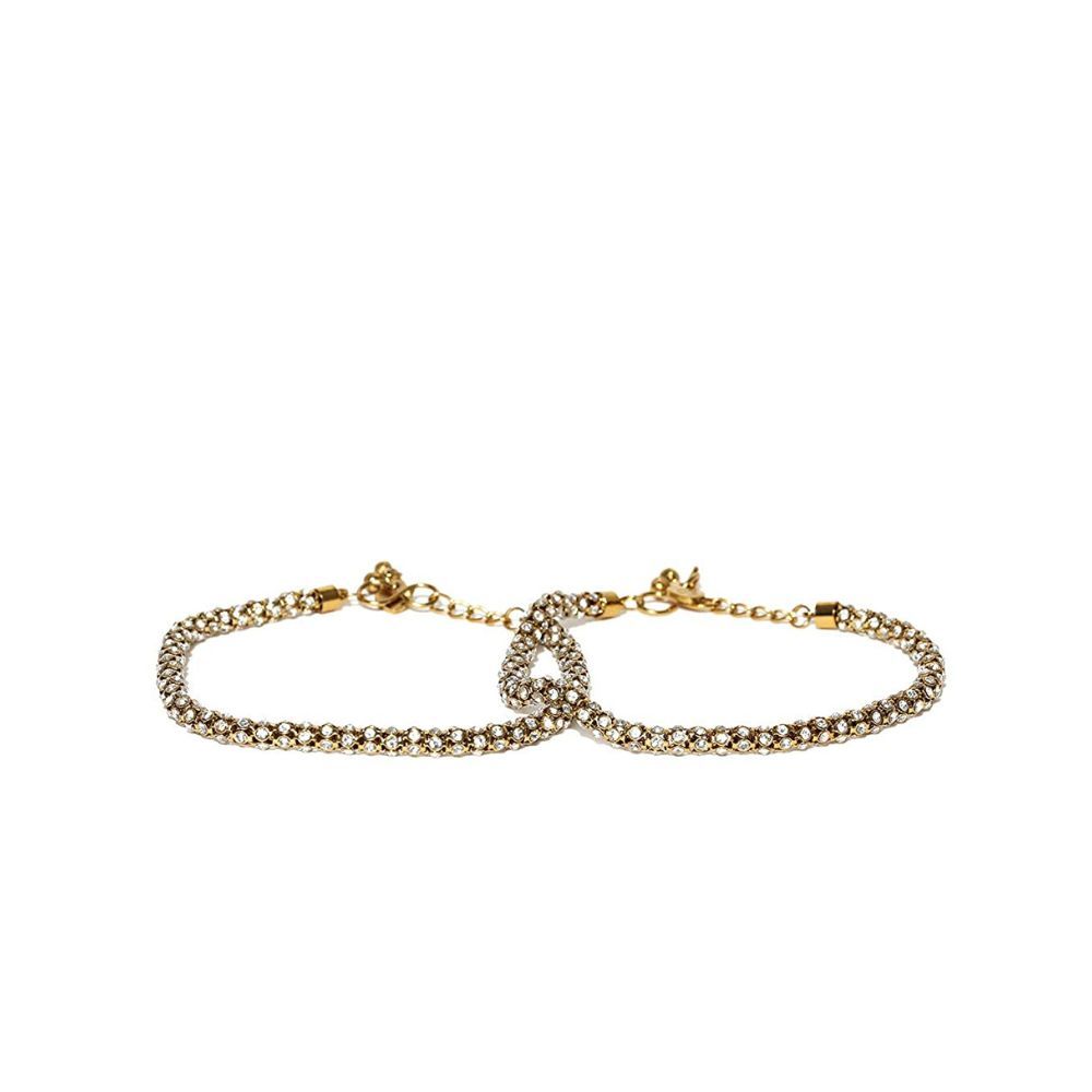 prita Stone Studded Brass Adjustable Anklet/Payal for Women