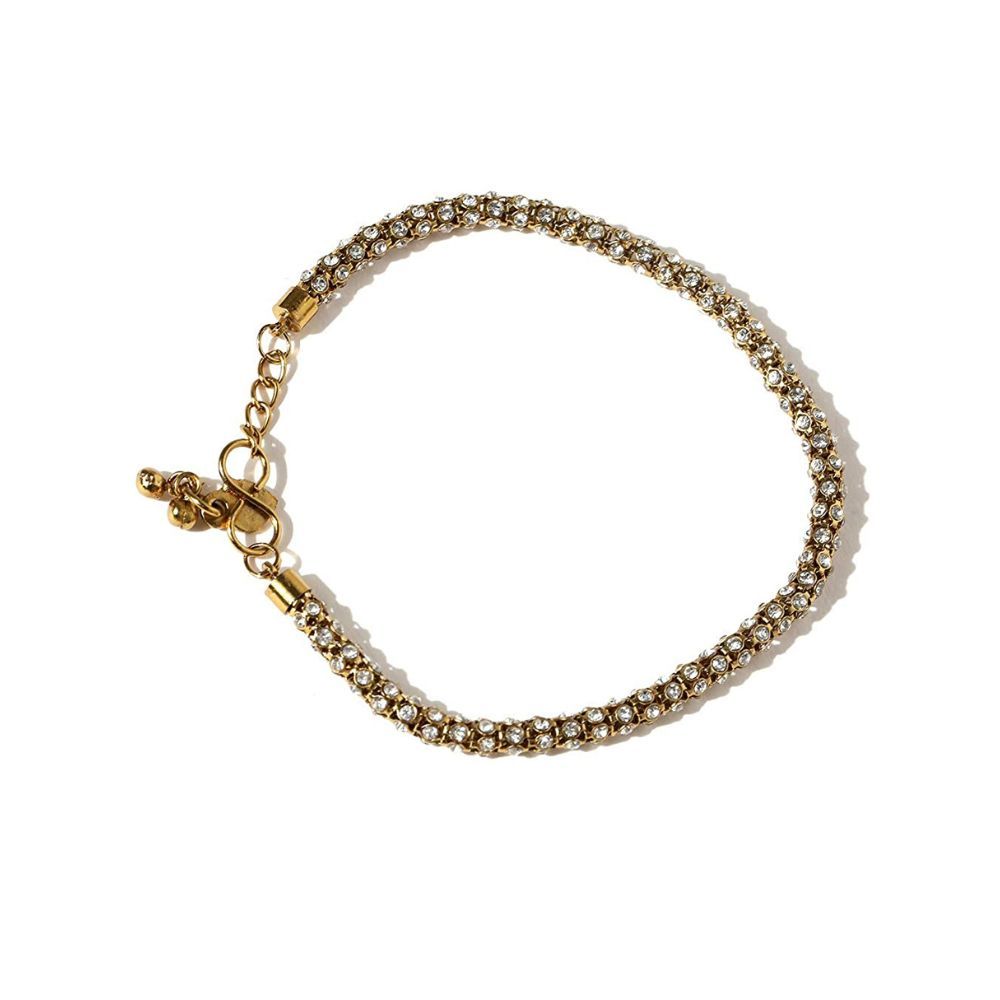 prita Stone Studded Brass Adjustable Anklet/Payal for Women