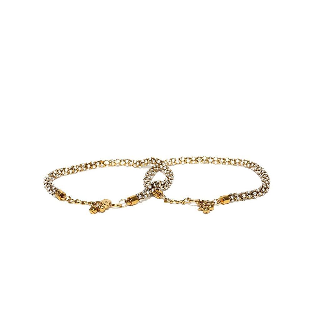 prita Stone Studded Brass Adjustable Anklet/Payal for Women