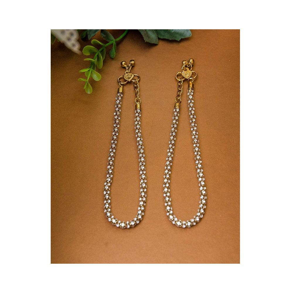 prita Stone Studded Brass Adjustable Anklet/Payal for Women