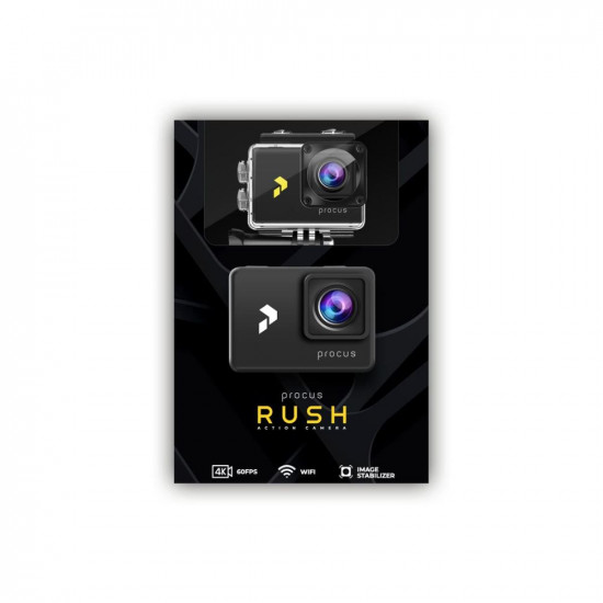 PROCUS Rush 3.0 (Full Pack) 24MP Real 4K 30fps Action Camera Waterproof with EIS (Video Stabilization), External Mic, 2 Batteries and WiFi (Black) (with EIS)