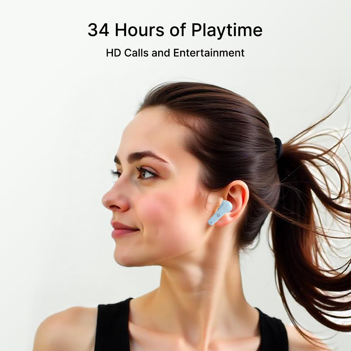 pTron Bassbuds Astra in-Ear TWS Earbuds with Stereo Sound 34Hrs Playtime Stereo Calls Bluetooth V53 Headphones with Quick Pairing Touch Control Voice Assistant Type C Charging  IPX4 Grey