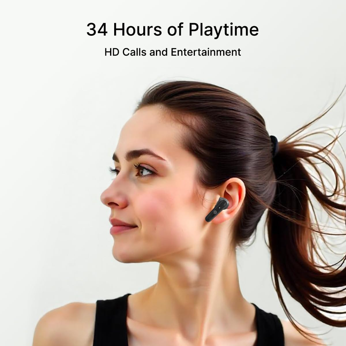 pTron Bassbuds Astra In-Ear TWS Earbuds with Stereo Sound 34Hrs Playtime Stereo Calls Bluetooth V53 Headphone with Quick Pairing Touch Control Voice Assist Type C Charging  IPX4Black  Green