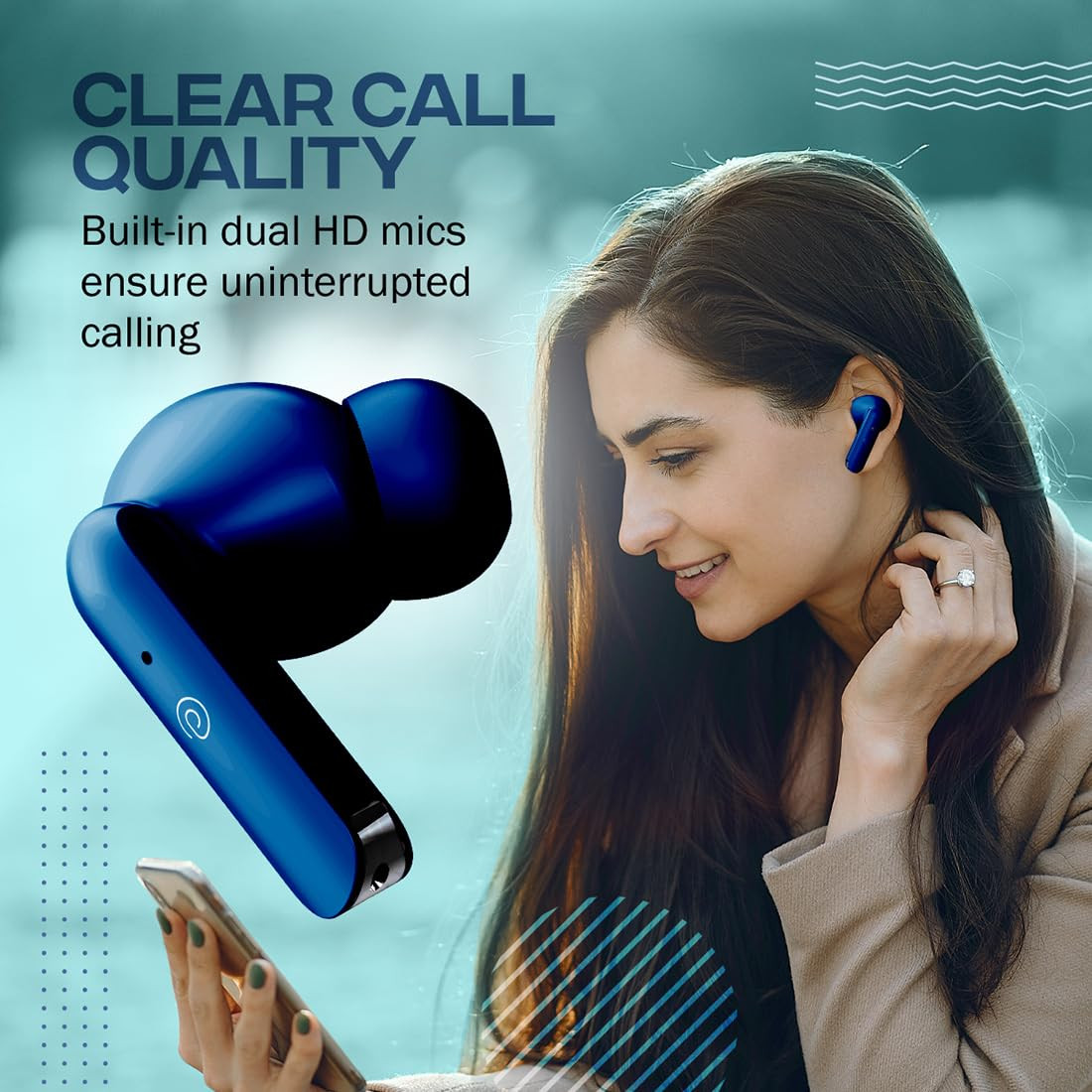 PTron Bassbuds Duo Bluetooth Truly Wireless in Ear Earbuds with Mic with 32Hrs Total Playtime 51 Stereo Audio Touch Control TWS Dual Mic Type-C Fast Charging IPX4  Voice Assistance Blue