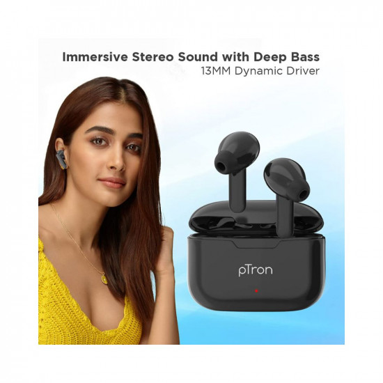 pTron Bassbuds Duo in Ear Earbuds with 32Hrs Total Playtime, Bluetooth 5.1 Wireless Headphones, Stereo Audio