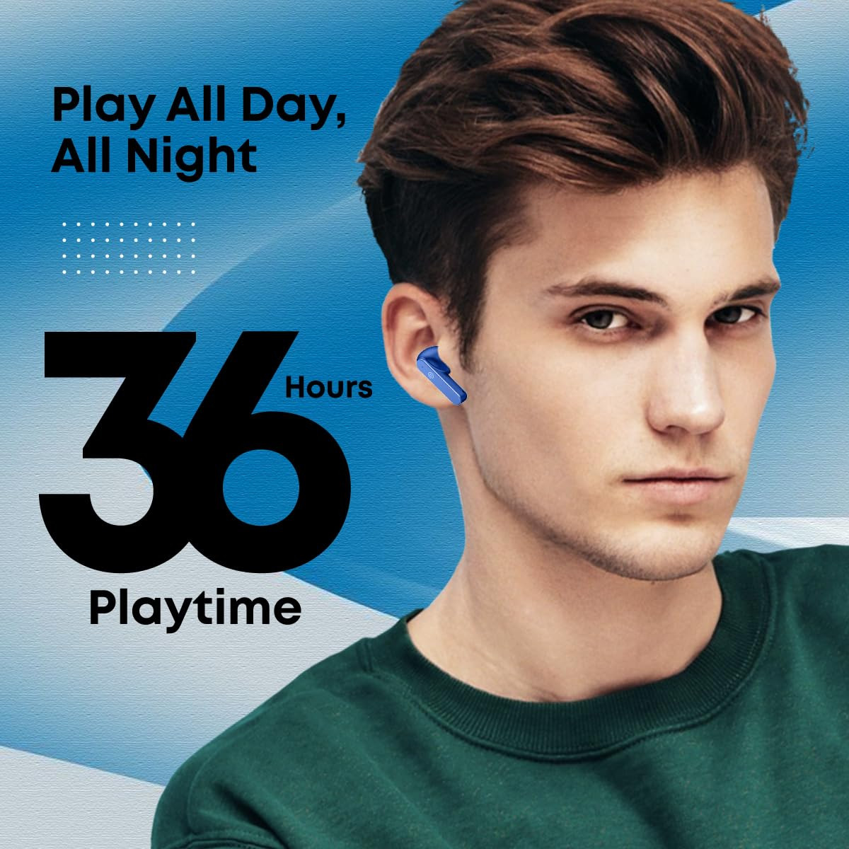 pTron Bassbuds Gomax in-Ear TWS Earbuds HD Mic  TruTalk AI-ENC Calls 36H Playtime 13mm Drivers Bluetooth 53 Wireless Headphones Voice Assist Type-C Fast Charging  IPX5 Water Resistant Blue