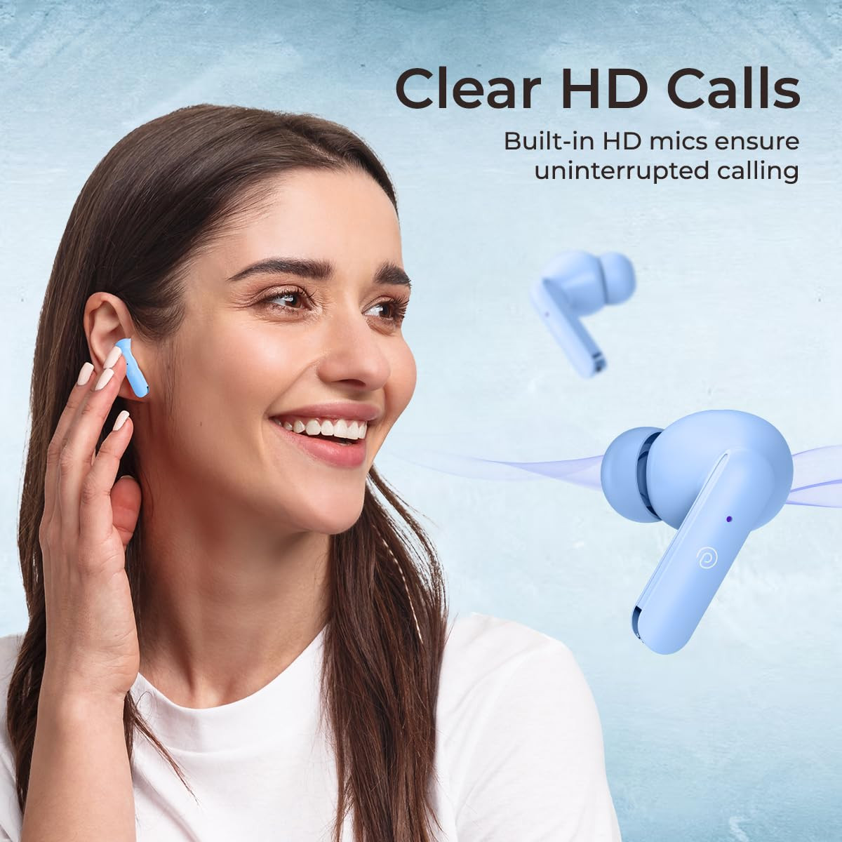 pTron Basspods P81 in-Ear Wireless Earbuds Pristine Sound 32Hrs Playtime Clear Calls TWS Earbuds Bluetooth V51 Headphone Type-C Fast Charging Voice Assist  IPX4 Water Resistant Blue Matt