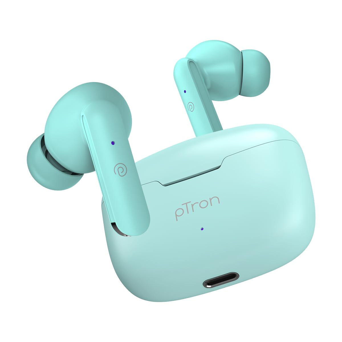pTron Basspods P81 in-Ear Wireless Earbuds Pristine Sound 32Hrs Playtime Clear Calls TWS Earbuds Bluetooth V51 Headphone Type-C Fast Charging Voice Assist  IPX4 Water Resistant Mint Green