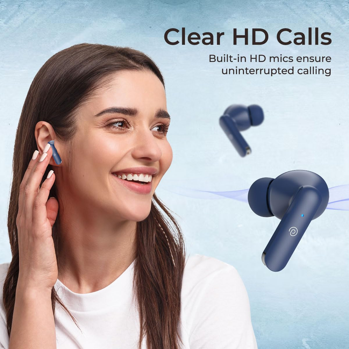 pTron Basspods P81 in-Ear Wireless Earbuds Pristine Sound 32Hrs Playtime Clear Calls TWS Earbuds Bluetooth V51 Headphone Type-C Fast Charging Voice Assist  IPX4 Water Resistant Blue