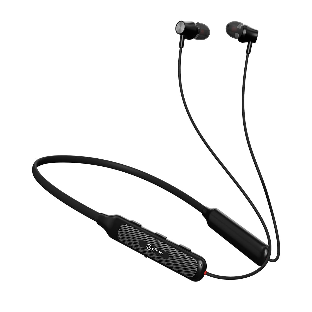 pTron Newly Launched Tangent Evolve with 34Hrs Playtime HD Mic Pristine Sound Bluetooth V53 with Dual-Device Pairing Wireless in Ear Neckband Voice Assistant Type-C Fast Charging  IPX4 Black