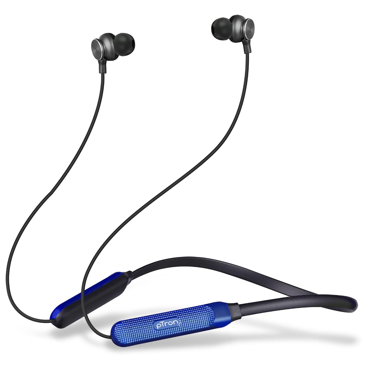 pTron Tangent Duo Bluetooth 52 Wireless in Ear Headphones 13mm Driver Deep Bass HD Calls Fast Charging Type-C Neckband Dual Pairing Voice Assistant  IPX4 Water Resistant BlackBlue