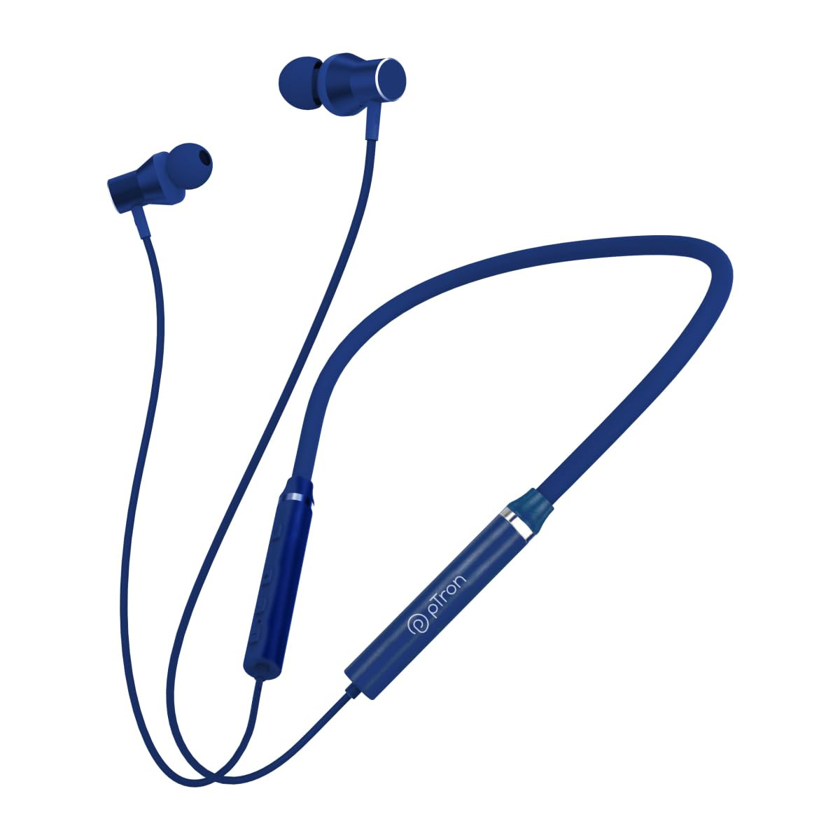 pTron Tangentbeat in Ear Bluetooth Wireless Headphones with Mic Punchy Bass 10mm Drivers Clear Calls Dual Pairing Fast Charging Magnetic Buds Voice Assist  IPX4 Wireless Neckband Dark Blue