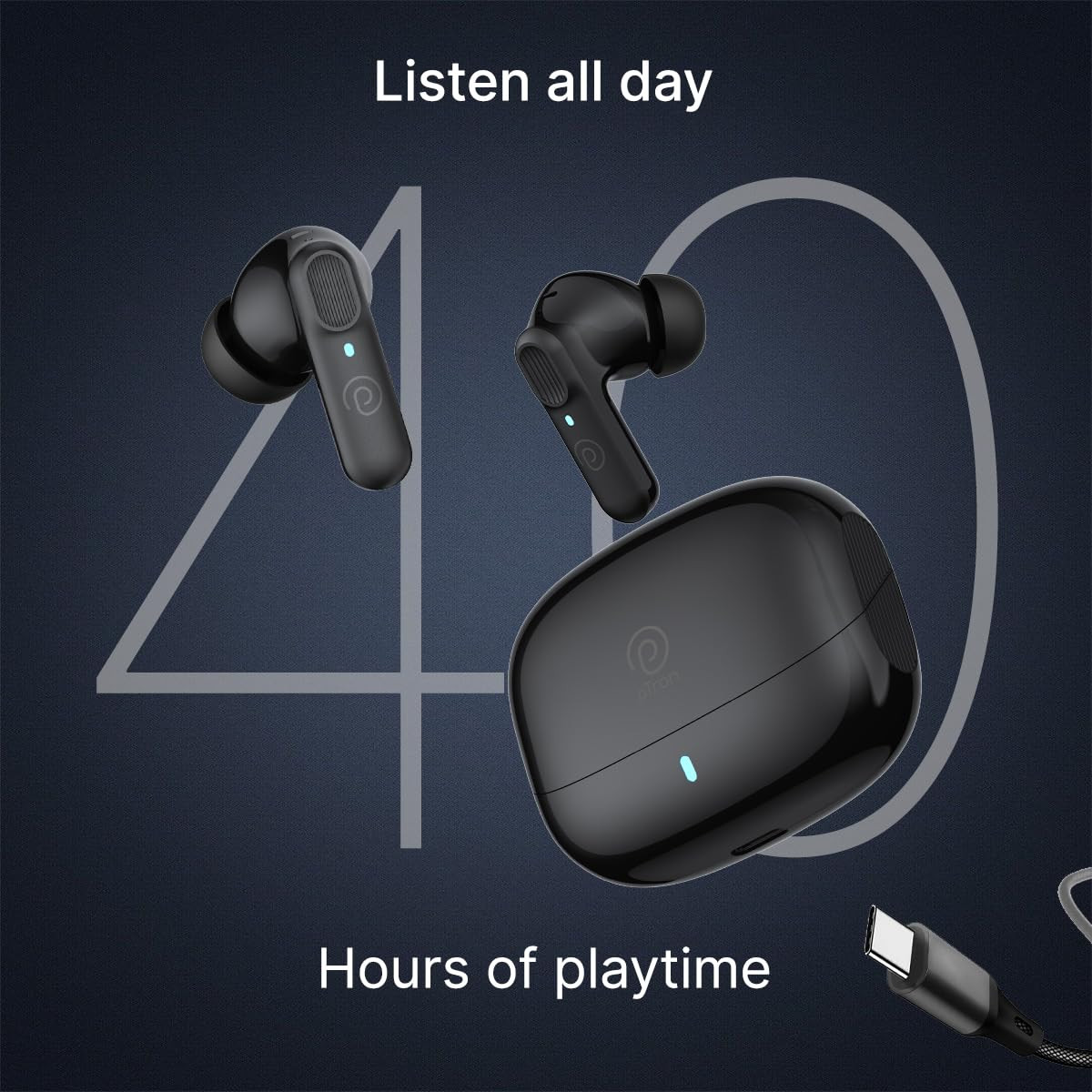 pTron Zenbuds 1 V2 ANC Bluetooth V53 in Ear Earbuds 32Db Quietsound Tech 13Mm Hyperdrivers with 4D Panaromic Audio 4 Quadpro ANC Mics 40Ms Low Latency GameMusic Modes  IPX5 Jet Black