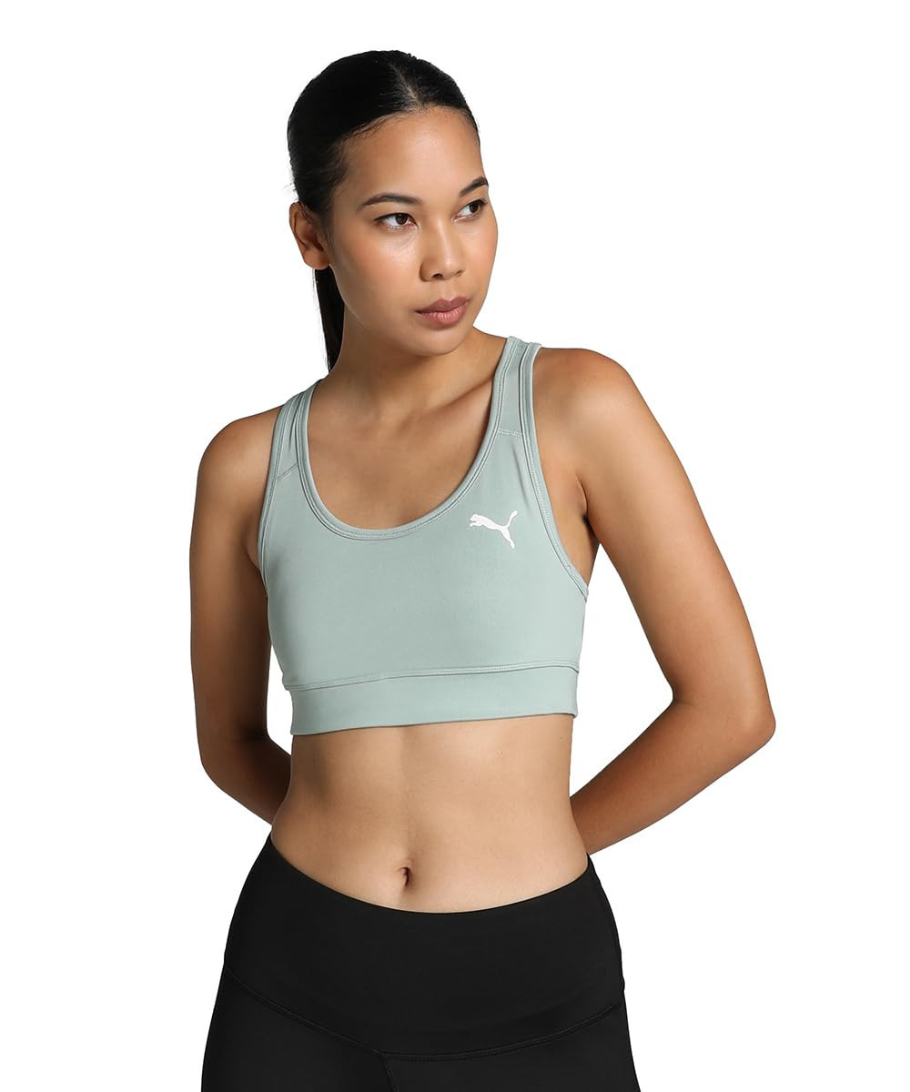 Puma Women's Polyester Wired Classic Sports Bra (679472_Green Fog