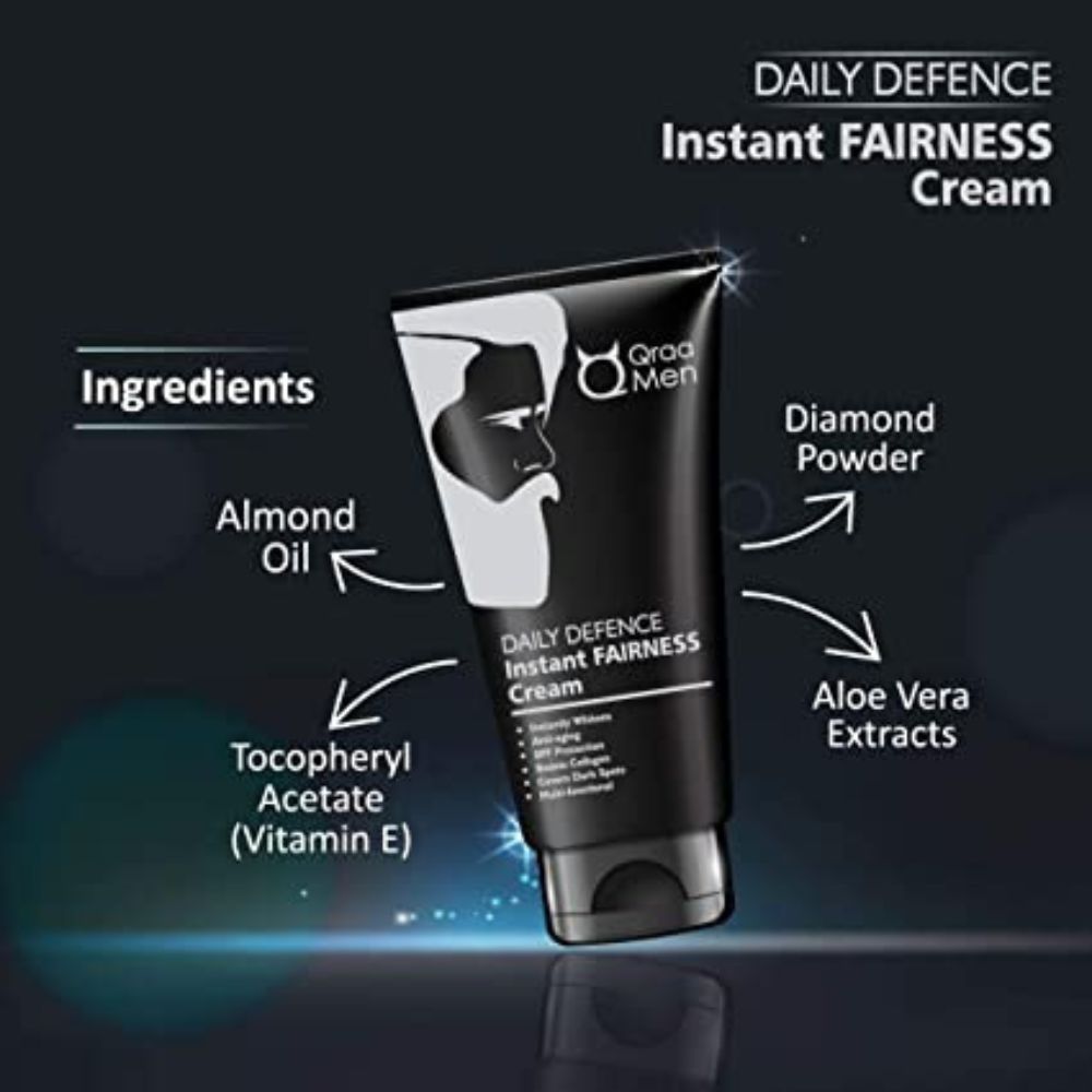 QRAA Daily Defence Instant Fairness Cream For Men For Anti-Ageing/Dark Spot Removal/Spf 15 Protection,