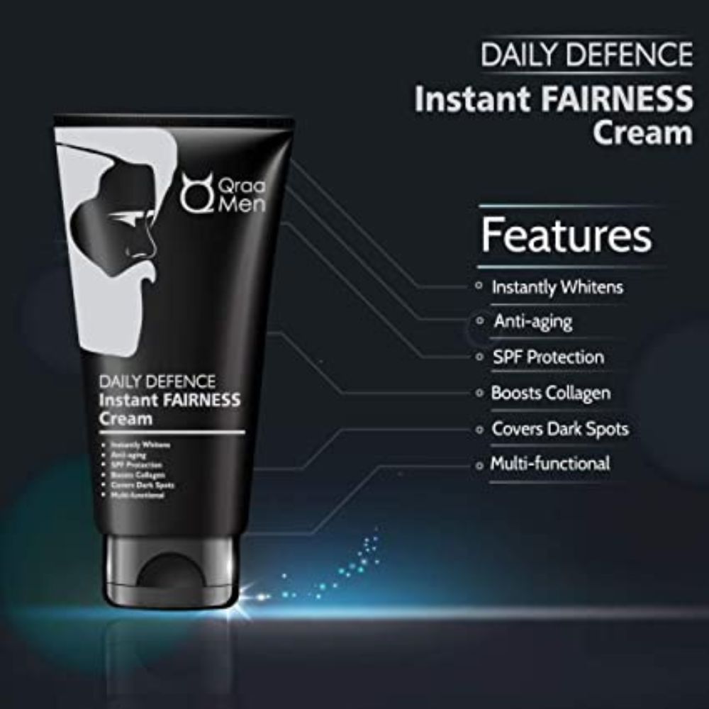 QRAA Daily Defence Instant Fairness Cream For Men For Anti-Ageing/Dark Spot Removal/Spf 15 Protection,