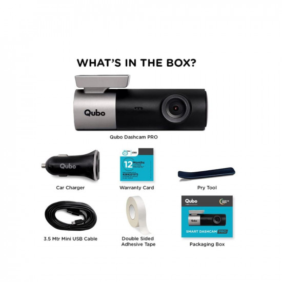 Qubo Car Dash Camera Pro Dash Cam from Hero Group | Made in India Dashcam | Full HD 1080p | Wide Angle View | G-Sensor | WiFi | Emergency Recording | Upto 256GB SD Card Supported