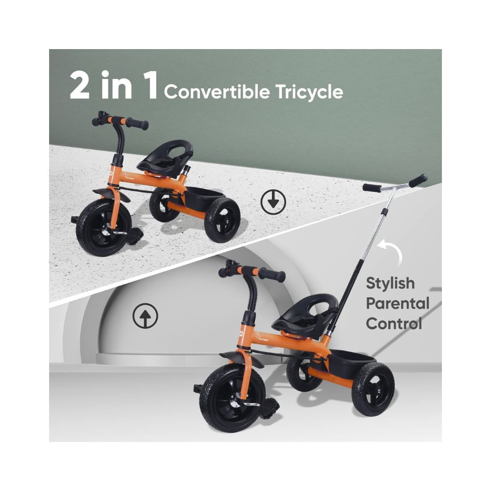 R for Rabbit Tiny Toes Lite Kids Baby Tricycle Cycle for Kids Tricycle for Kids for 1 Years+ Baby Cycle with Storage Basket (Orange)