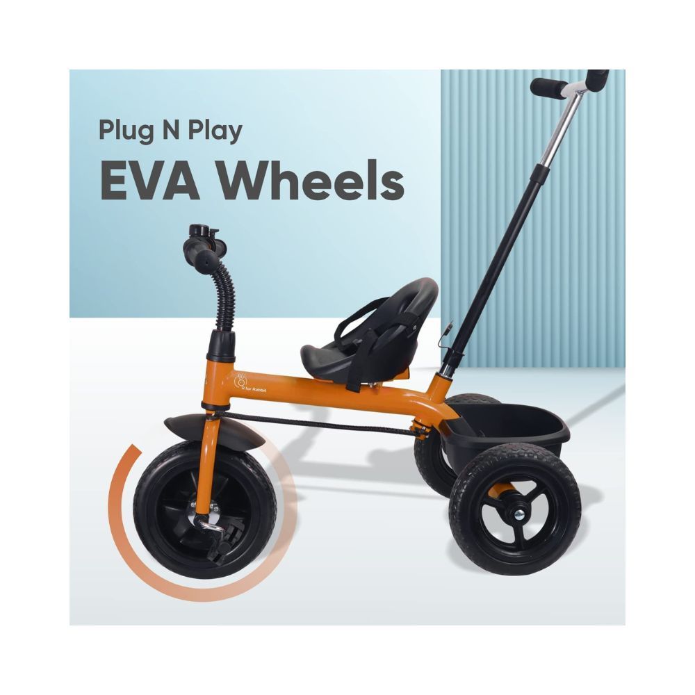 R for Rabbit Tiny Toes Lite Kids Baby Tricycle Cycle for Kids Tricycle for Kids for 1 Years+ Baby Cycle with Storage Basket (Orange)