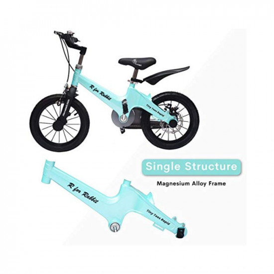 R for Rabbit Tiny Toes Rapid Bicycle for Unisex Kids for 3,4 & 5 Years 14T inch Cycle |90% Installed|Magnesium Alloy Single Structure - Blue, Rigid