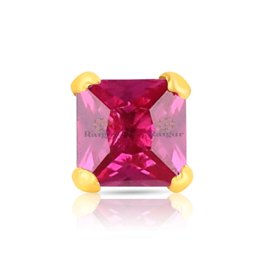 Raigur 14K Gold Nose Stud For Girls & Women Square Style Gold Nose Pins Studs Diamond Nose