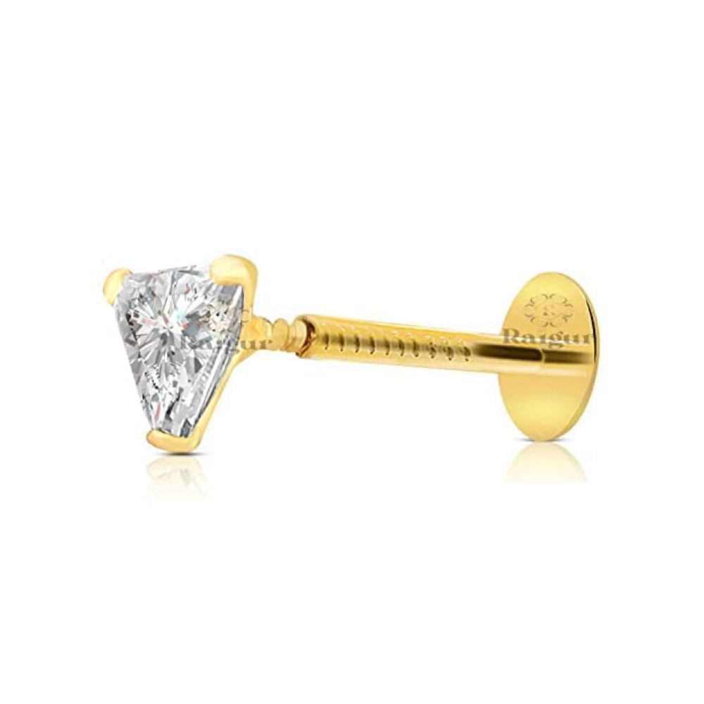 Tiny Trinity Stud L-Shape Nose Ring in 14k Gold | Maison Miru