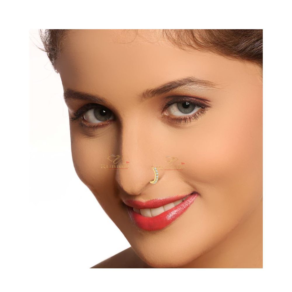 Buy Shri Balaji Abhushan Bhandar Nose Pin Gold Nose Ring with Stone for  Women (Small) at Amazon.in