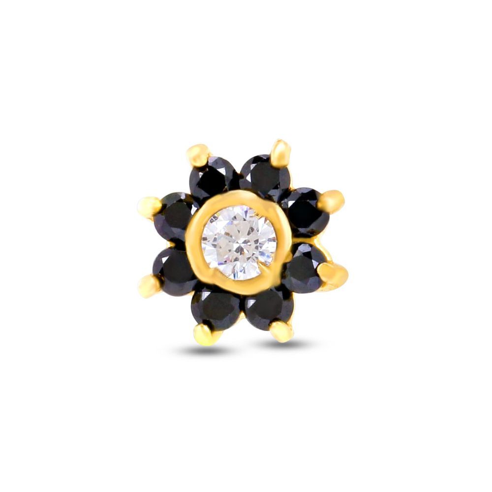 Raigur 18k Yellow Gold Plated Diamond Nose Pin For Girls And Women`s With Five Stones