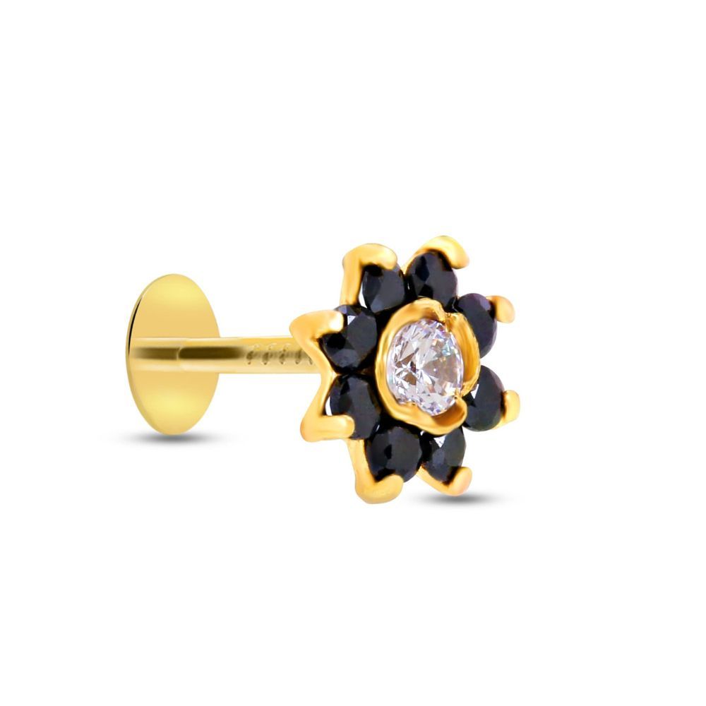 Raigur 18k Yellow Gold Plated Diamond Nose Pin For Girls And Women`s With Five Stones