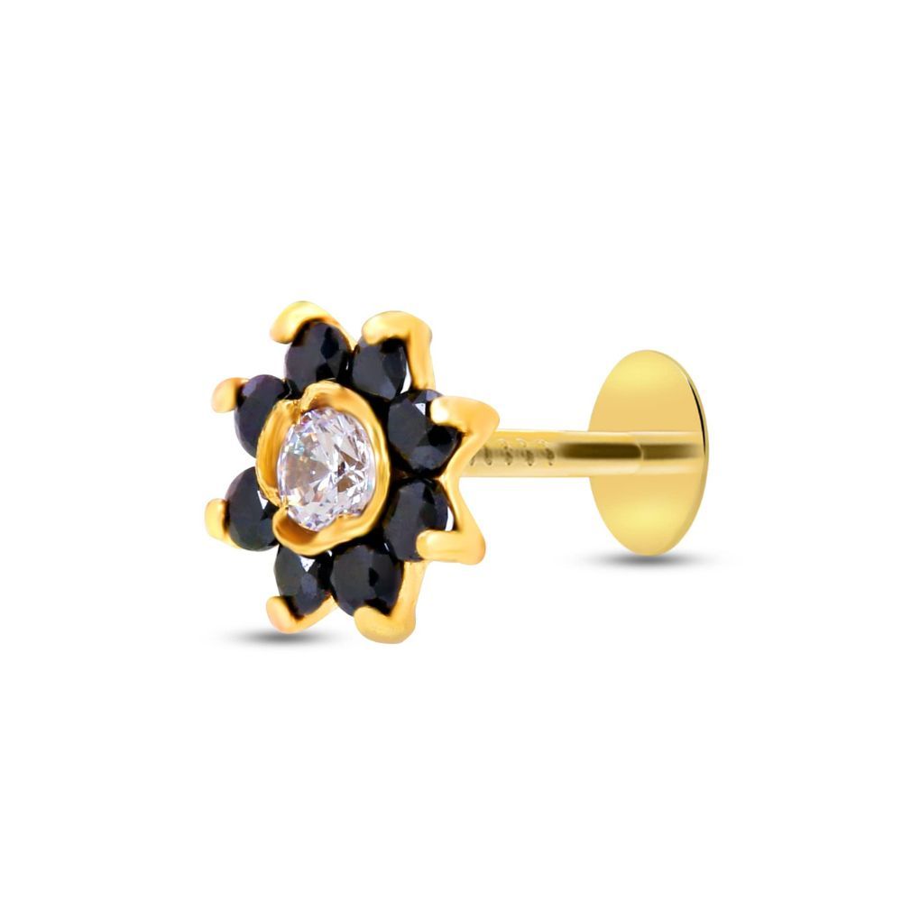 Raigur 18k Yellow Gold Plated Diamond Nose Pin For Girls And Women`s With Five Stones