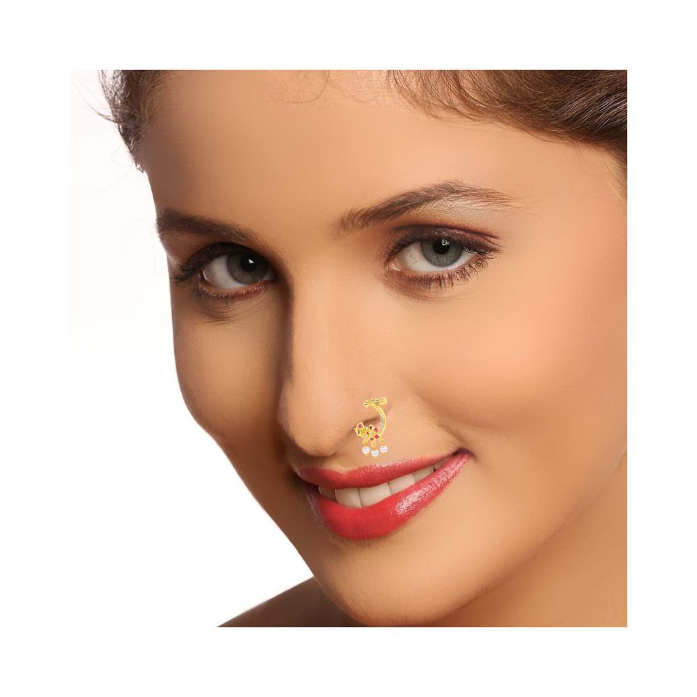 Raigur Non-Piercing Screw Press Nose Pin For Women And Girls (2)