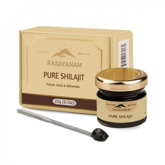 Rasayanam Pure Original Himalayan Shilajit/Shilajeet Resin 20g | Improve Strength & stamina for men & women | 4X Concentrated formula, Stronger Than Pills & Capsules
