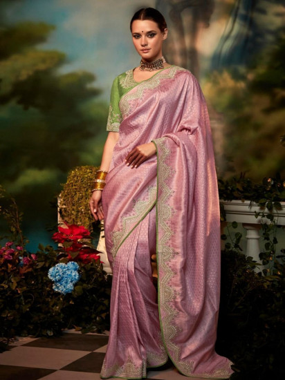 Ravishing Pink Weaving Silk Embroidered Saree With Blouse(Un-Stitched)