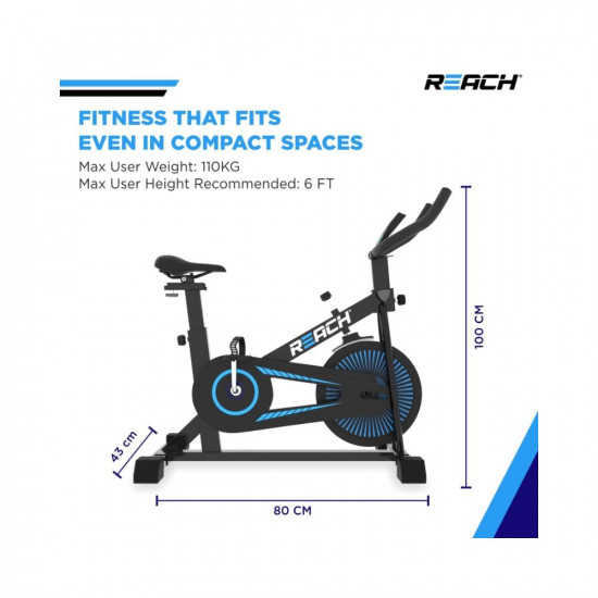 Reach Apollo Spin Bike | 6.5 KG Flywheel | 8 Levels of Adjustable Resistance