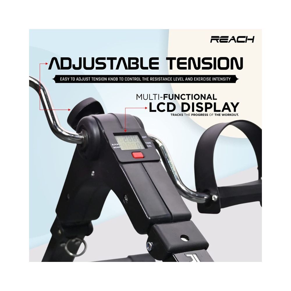 Reach Digital Pedal Exercise Machine Mini Fitness Cycle with Fixing Strap
