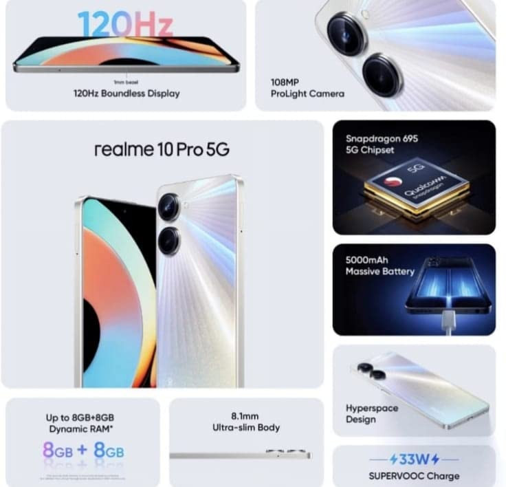 Realme 10 Pro 5G Hyperspace 128 GB 8 GB RAM