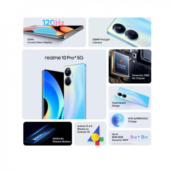 Realme 10 Pro 5G (Nebula Blue, 128 GB) (8 GB RAM)