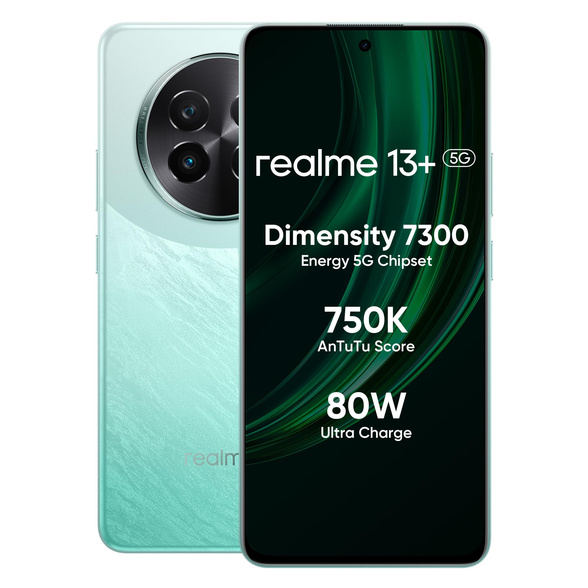 realme 13 5G Smartphone 8256GB Speed Green 667-inch Screen 120Hz Display 80W SuperVOOC 5000mAh Battery 50MP Camera Dimensity 7300 Energy IP65