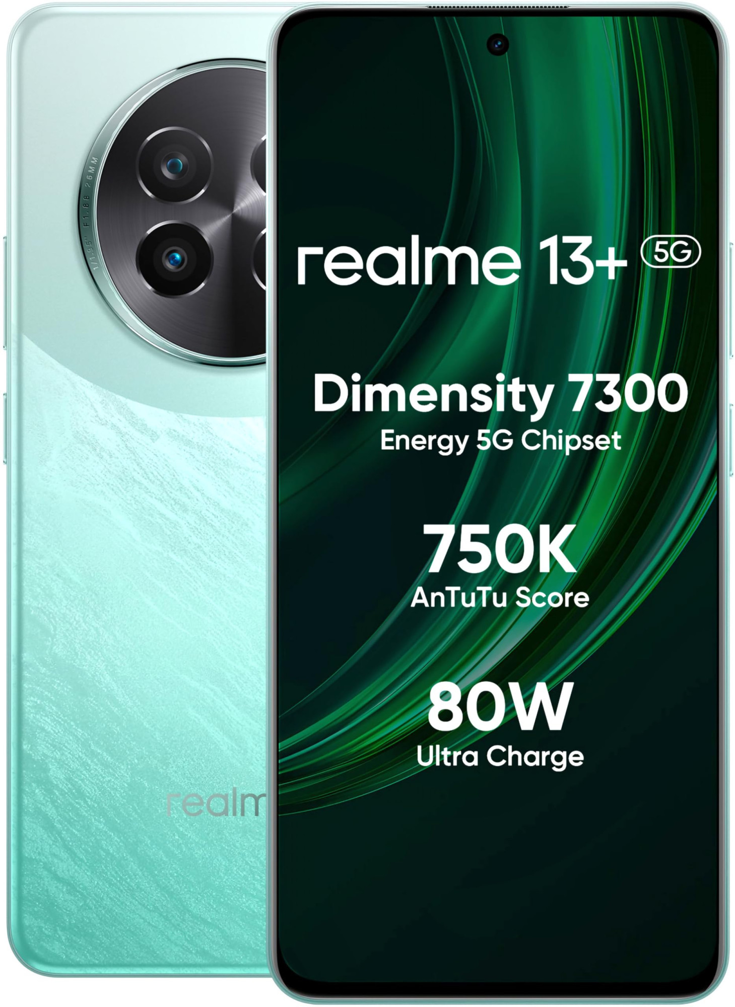 realme 13 5G Speed Green 12GB RAM 256GB Storage  Expandable Upto 2TB  Up to 26GB Dynamic RAM  50MP AI Dual Camera  667 AMOLED Display  80W Ultra Charging DAK  Dimensity 7300E Processor