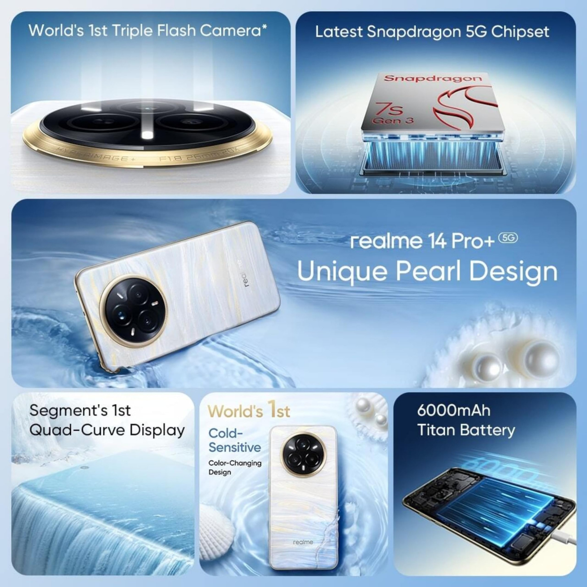 realme 14 Pro 5G Pearl White 12GB RAM 512GB Storage  683 Curved AMOLED Display  50MP Sony IMX896 OIS  50MP Periscope