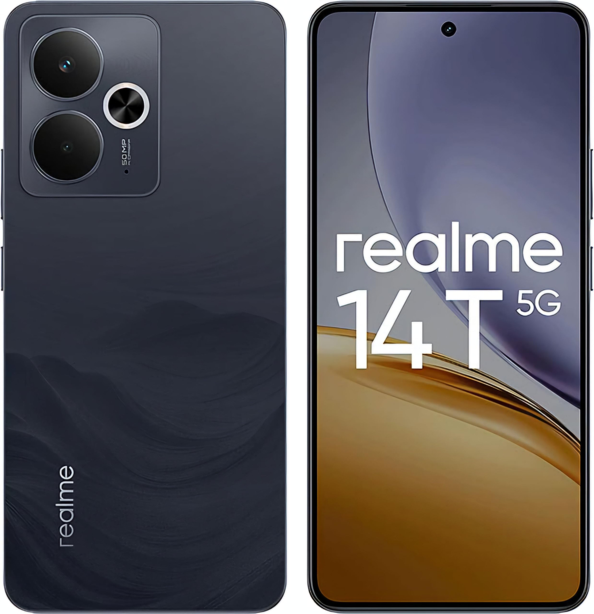 Realme 14T 5G 8GB RAM 256GB ROM Obsidian Black Elegant Colors Luxurious Design Amoled Display IP69 Water Resistance