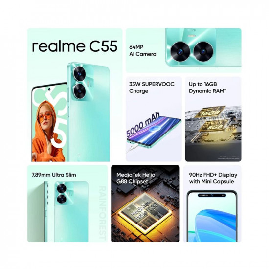 Realme C55 (Rainforest, 64 GB) (6 GB RAM)