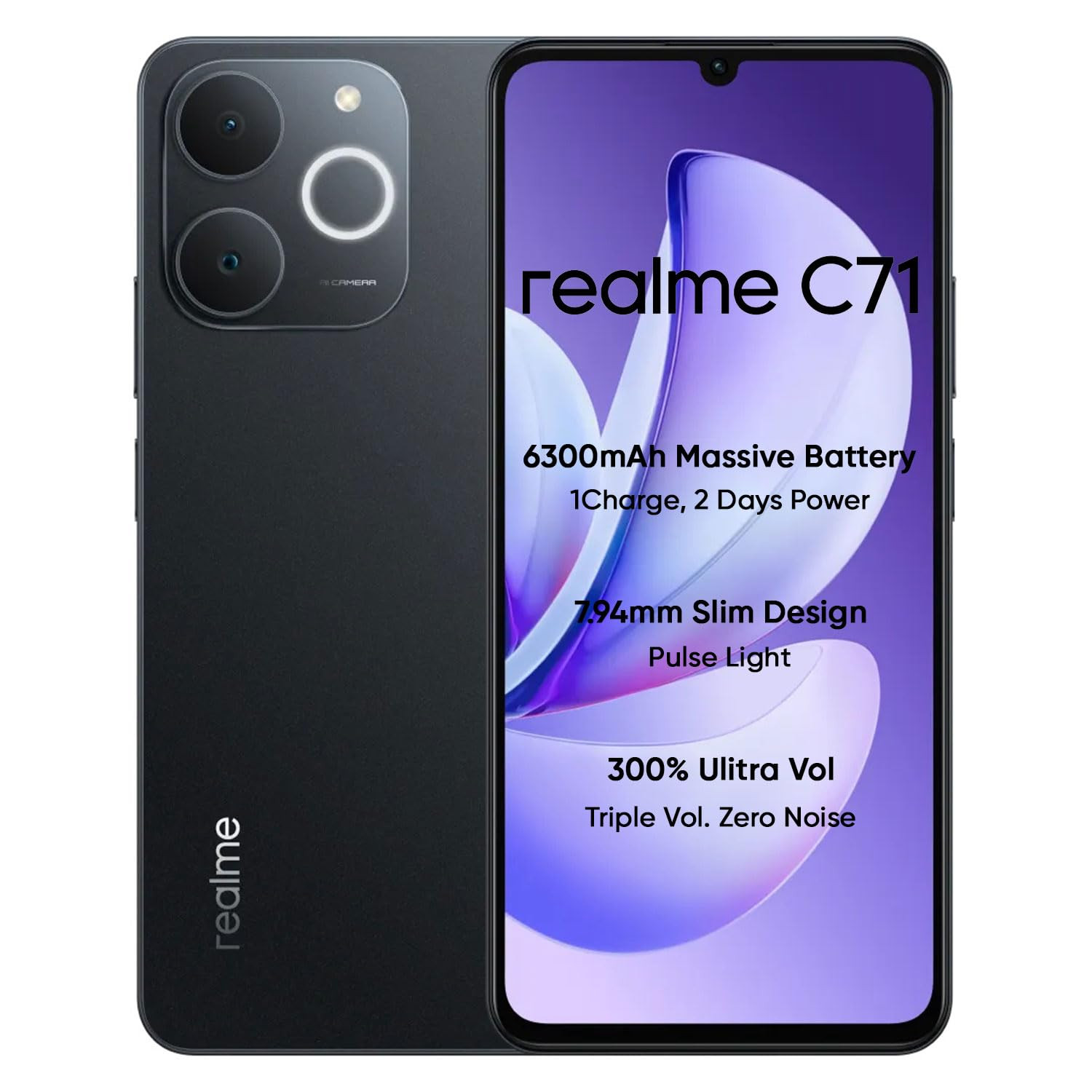 realme C71 4G Smartphone Black 4 GB RAM 64 GB Storage Obsidian Black
