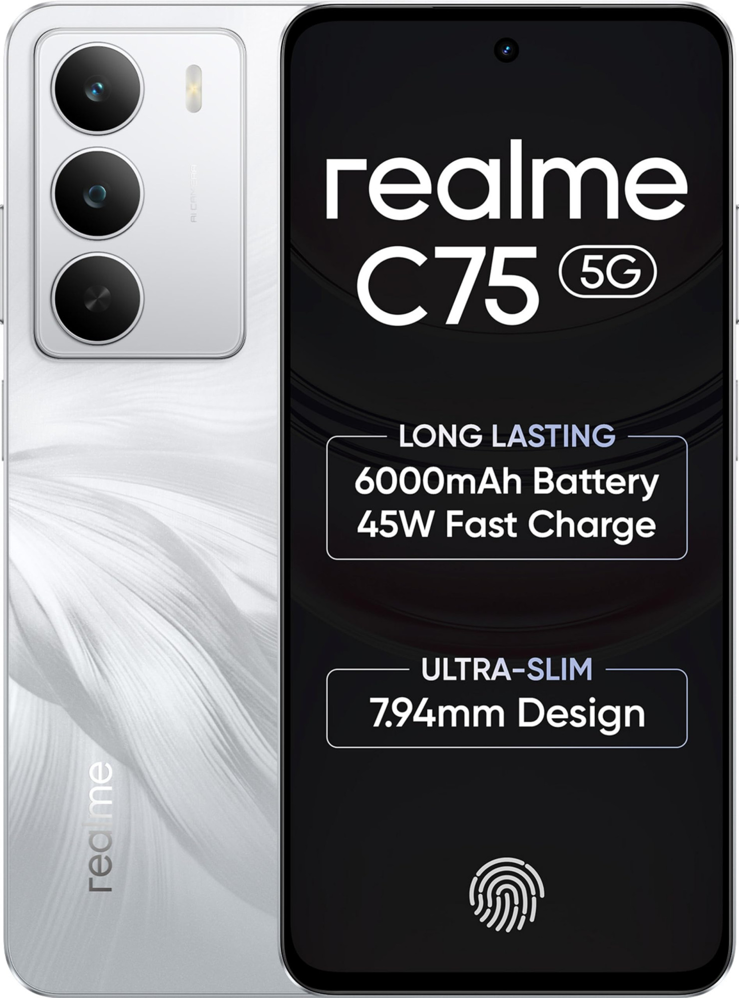 realme C75 Lily White 4GB RAM 128GB Storage  6000mAh Battery  50MP AI Camera  672 FHD Display  Android 15