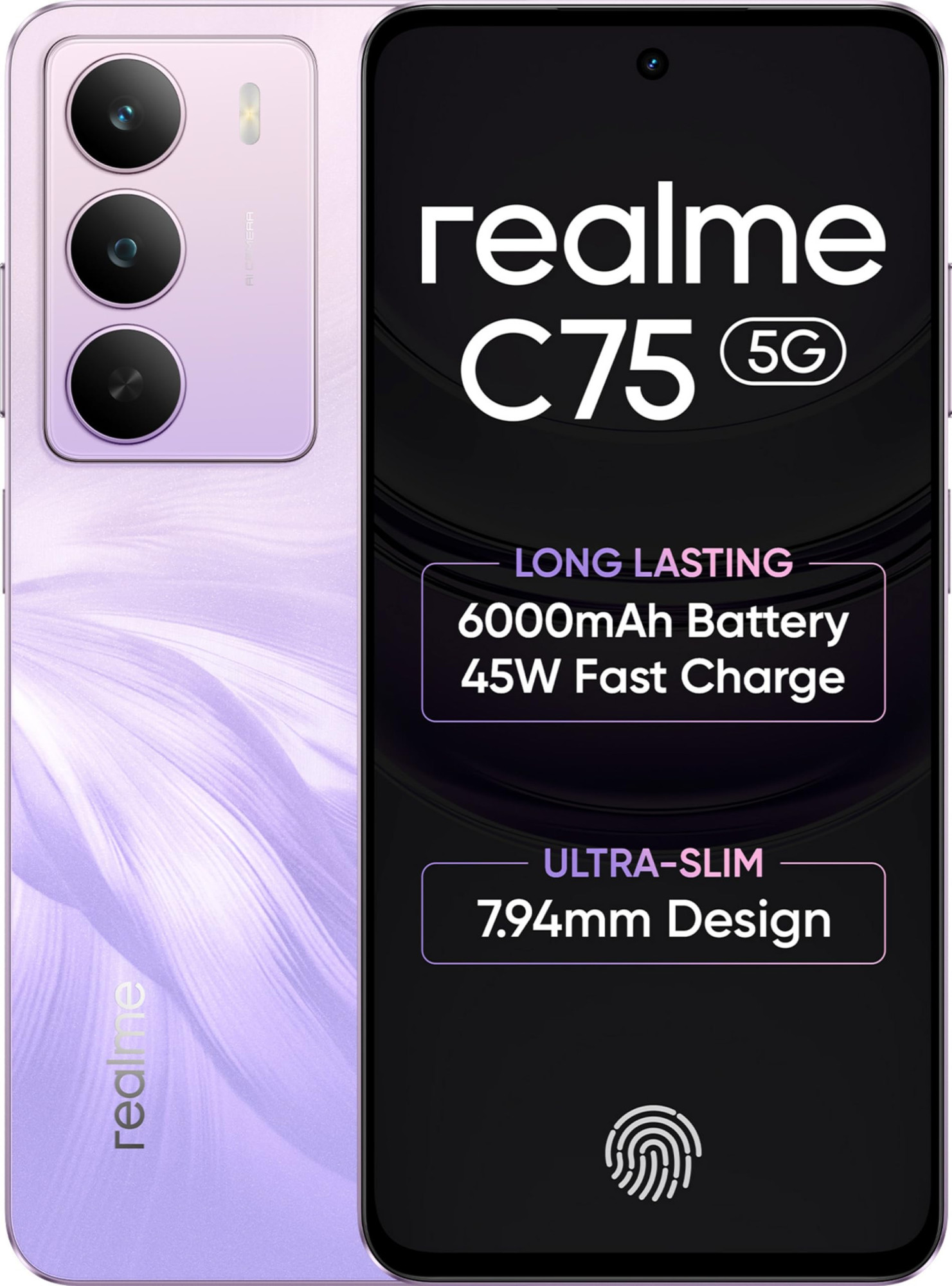 realme C75 Purple Blossom 6GB RAM 128GB Storage  6000mAh Battery  50MP AI Camera  672 FHD Display  Android 15