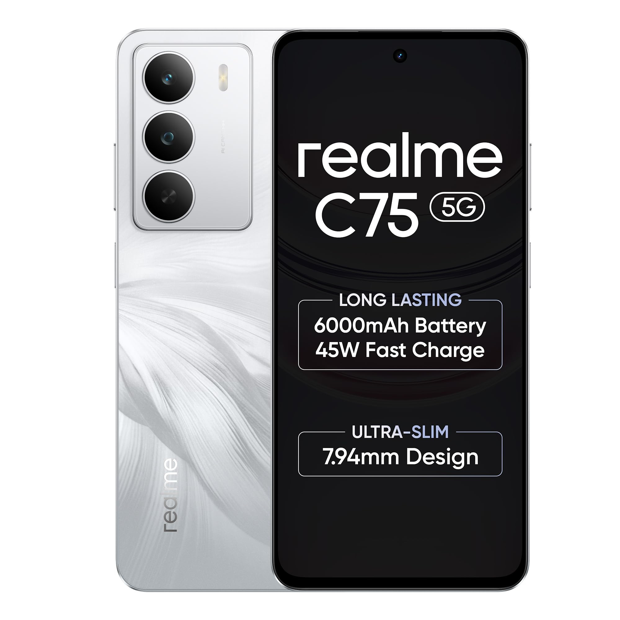 realme C75 Smartphone 6128GB White667inch Screen120HZ Vision Display6000mAh Battery40MP CameraMediaTek Dimensity 6300 ProcessorIP64