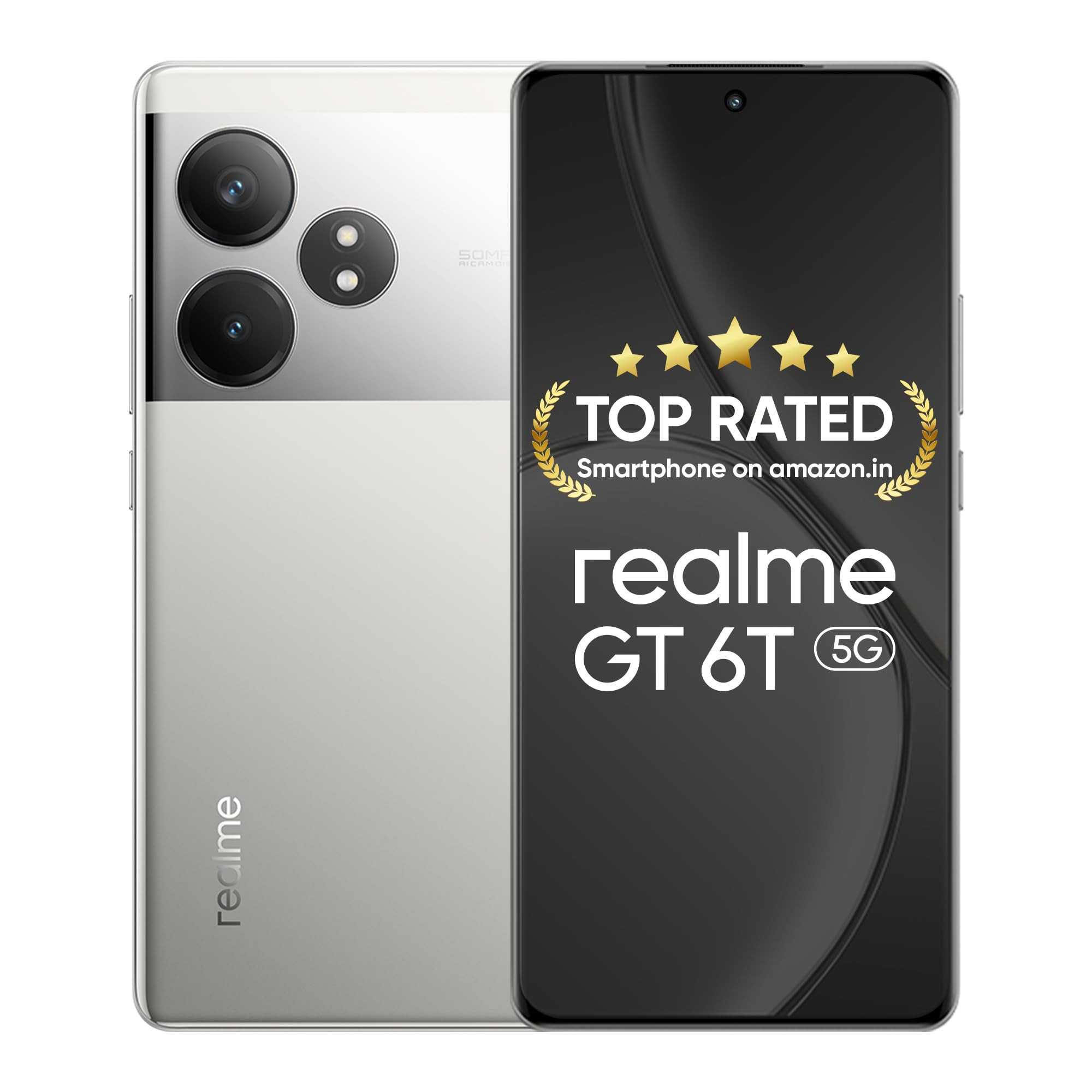 realme GT 6T 5G Fluid Silver12GB RAM256GB Storage  Indias 1st 7 Gen 3 Flagship Chipset  15M  AnTuTu Score  5500mAh120W  The Worlds Brightest Flagship Display